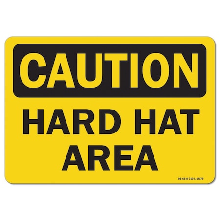 Signmission OSHA Caution Sign, Hard Hat, 10in X 7in Aluminum, 7" H, 10" W, Landscape, Hard Hat OS-CS-A-710-L-19179